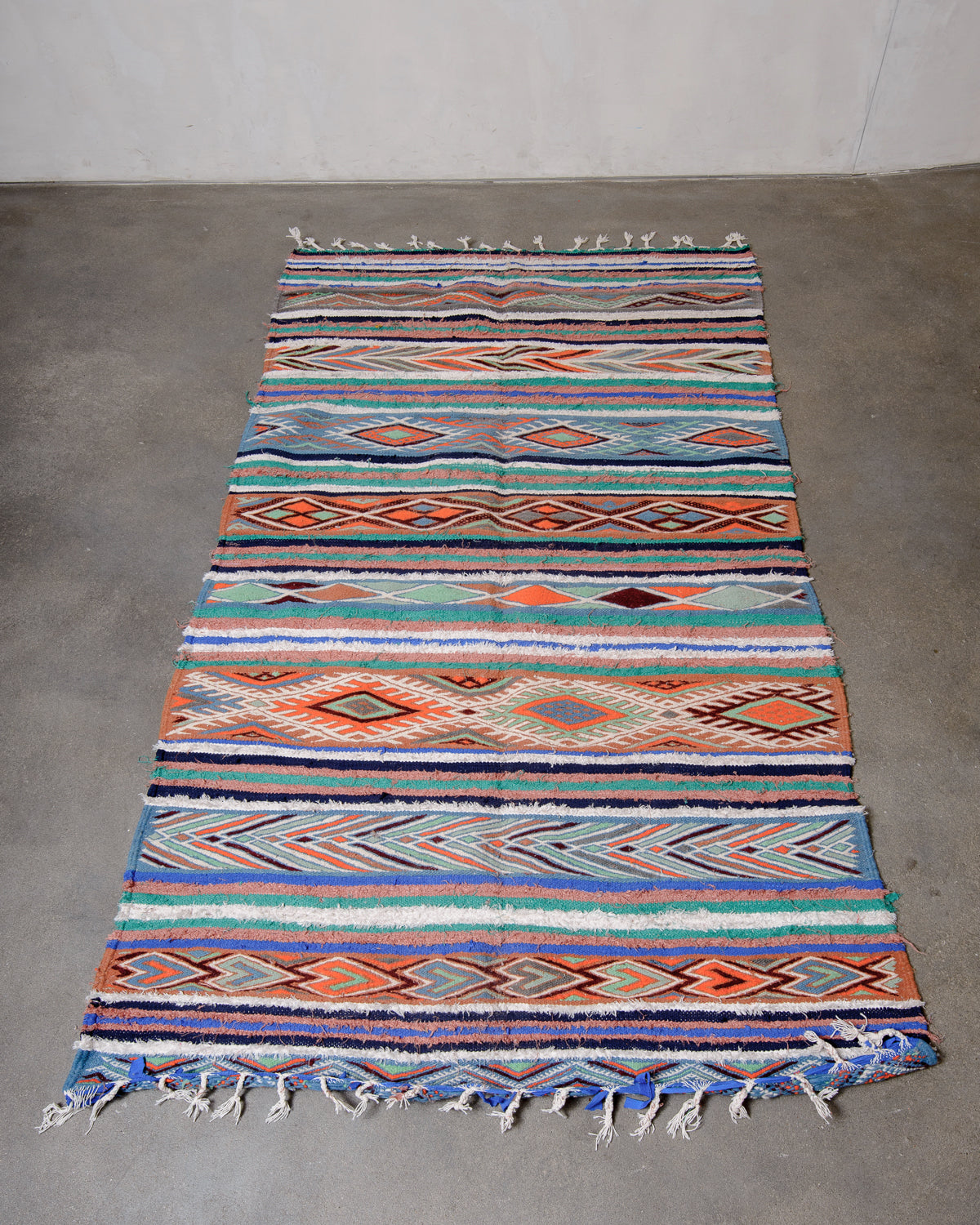 Modern designer handcrafted Berber rug from Morocco. Vintage Kelim with beautiful colours and patterns.